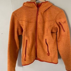 Womens Arcteryx Polartec Full Zip Fleece Hoodie Orange - small